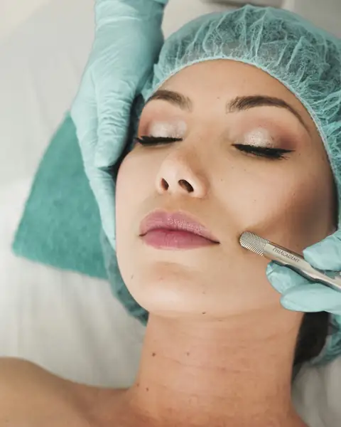 A client relaxing during a facial treatment